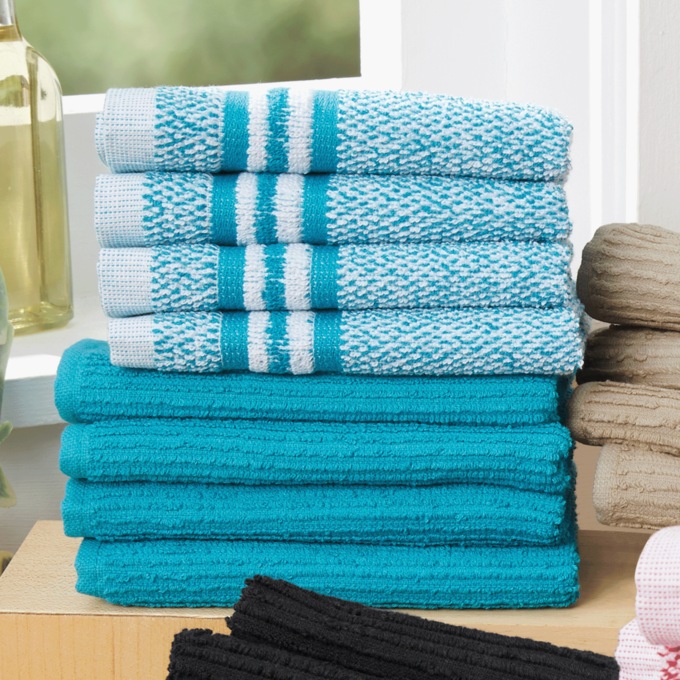 8-Piece Logan Marled Dishcloth Set, Aegean Blue, large