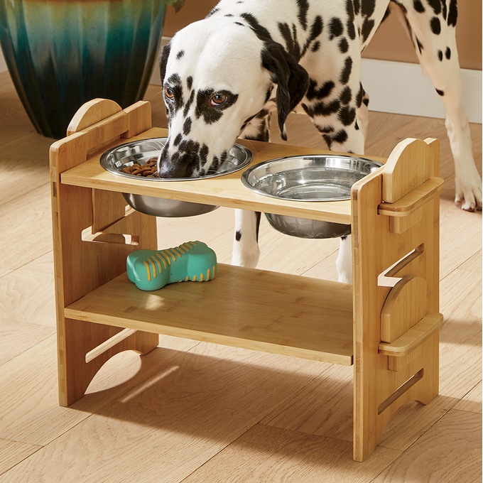Elevated Wooden Dog Feeder, , large