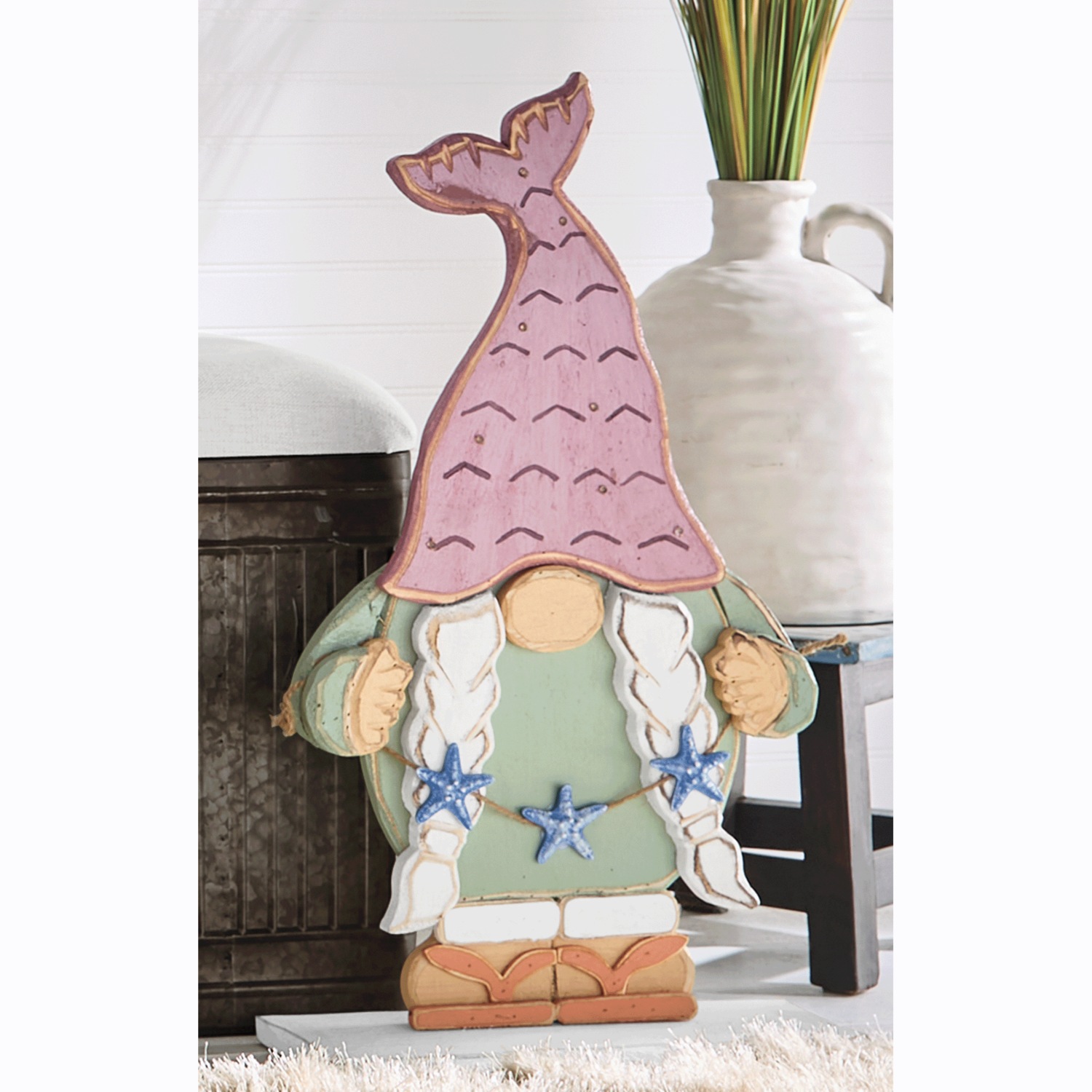 Chunky Wood Lit Coastal Gnome | Seventh Avenue