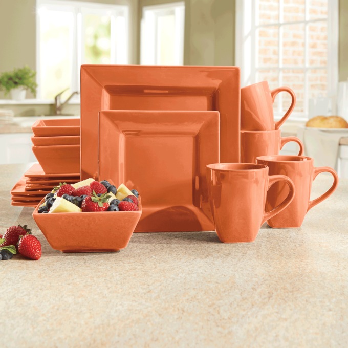 16-Piece Solid Square Dinnerware Set, , large