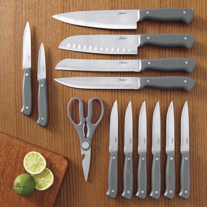 Ginny&#39;s 14-Piece Cutlery Knife Block with Sharpener, Graphite, large