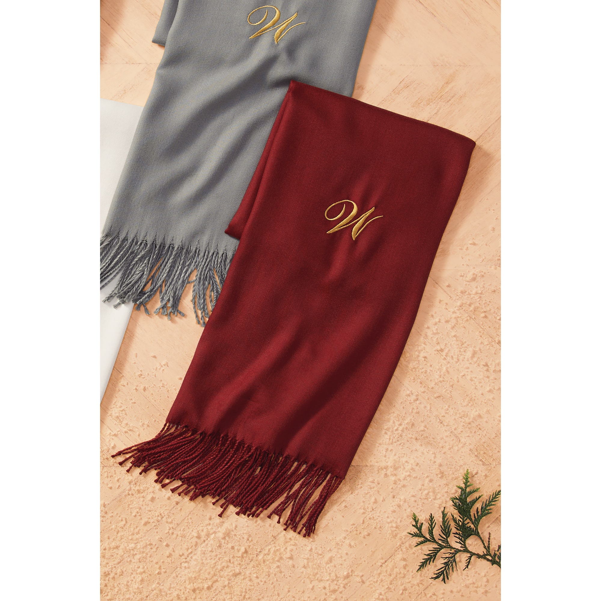 Personalized Fringe Scarf, Wine, large