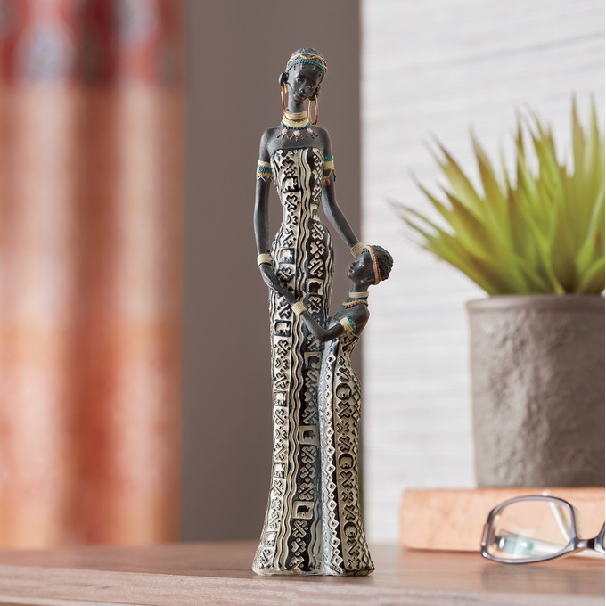 African Mother and Child Figure, , large