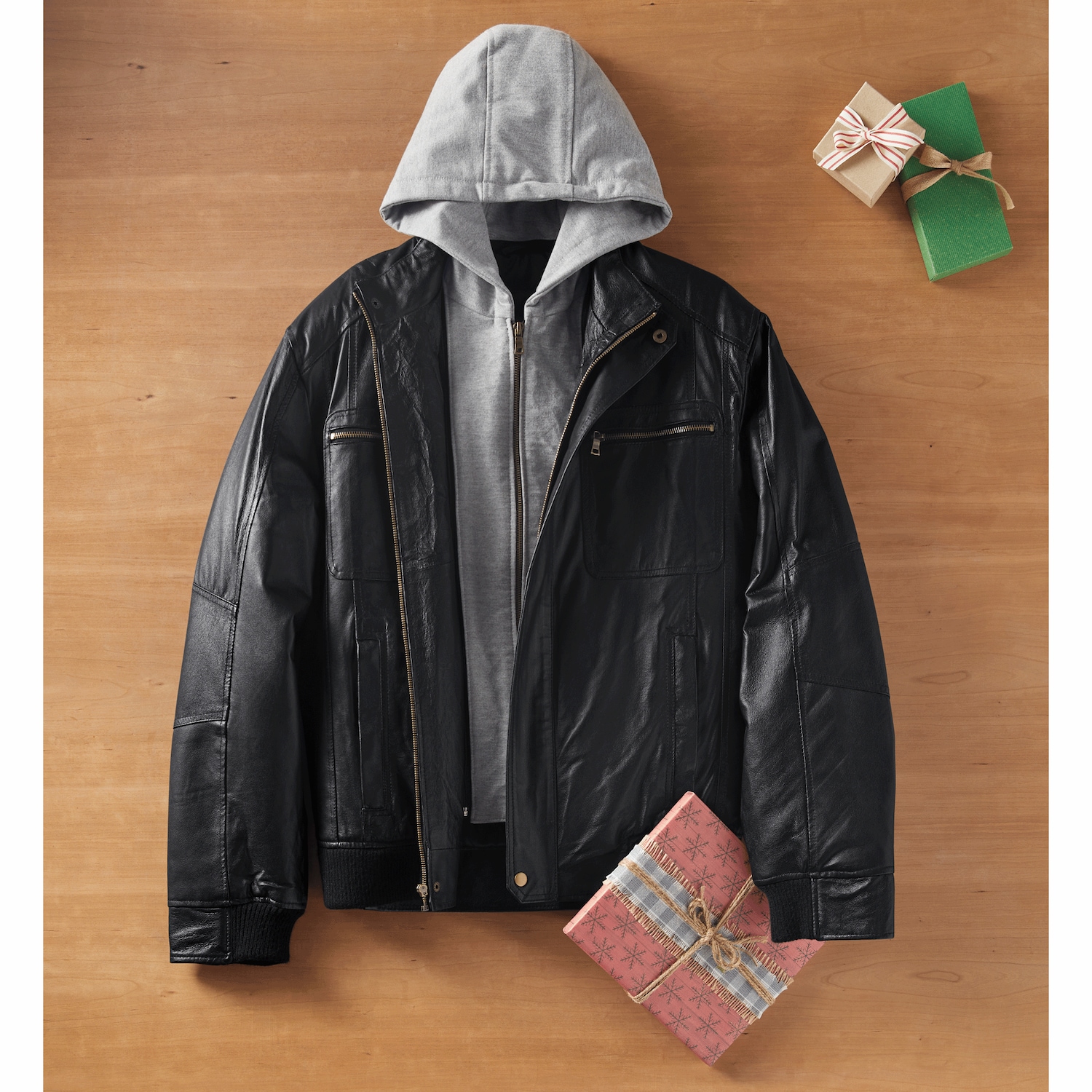 Hooded Faux-Leather Jacket | Seventh Avenue