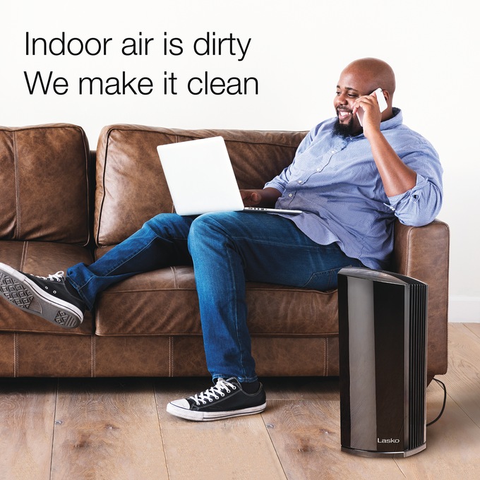 Lasko LP450 Air Purifier with Odor Reduction, Black, large