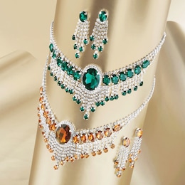 Crystal Necklace and Earring Set, , large