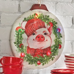 Christmas Pig Light Up Canvas, , large