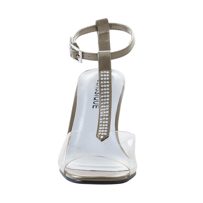 The Marnie Sandal with Rhinestone Strap and 2.5” Clear Acrylic Heel, , large