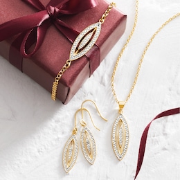 Diamond Marquise Pendant, Bracelet & Earring Set, , large
