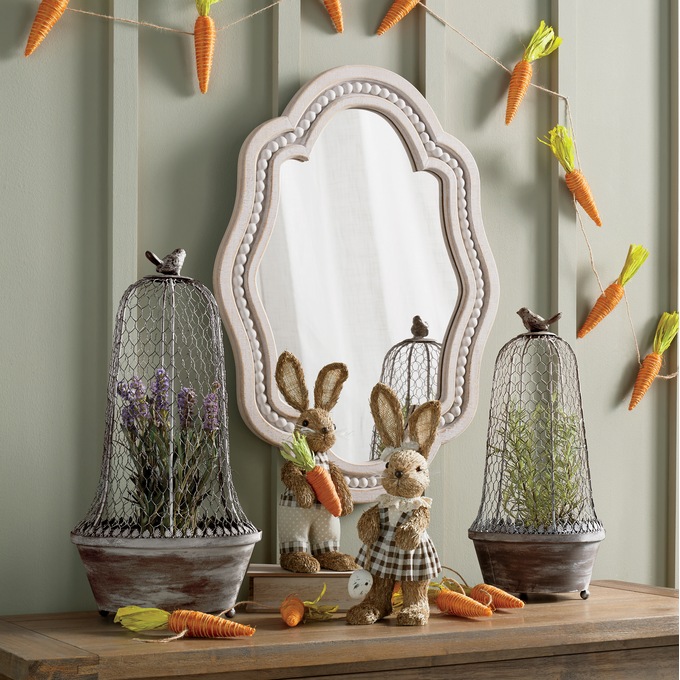 Set of 2 Buffalo Check Sisal Bunnies, , large