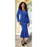 Jasmine Suit Set with Fitted Button-Front Jacket and Flounce Hem Skirt, , large