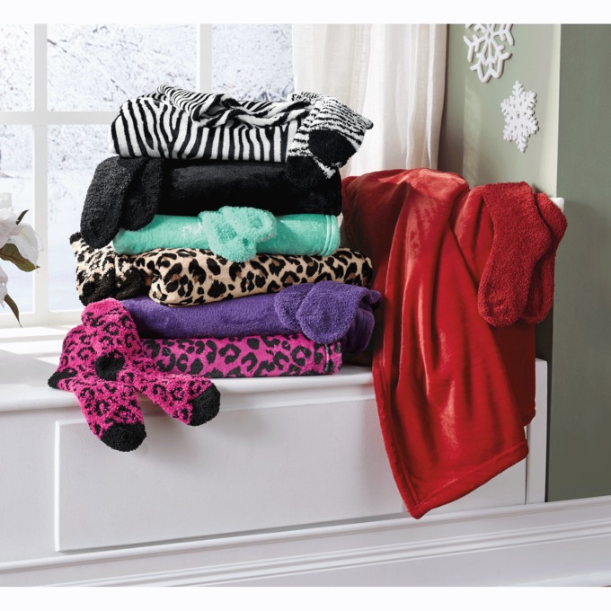 Snuggly Throw Blanket and Socks Gift Set