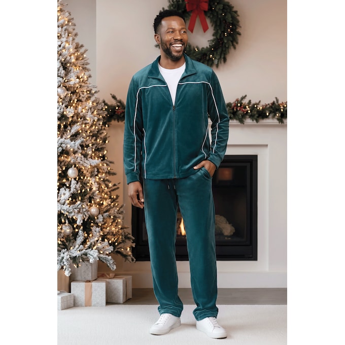 Kenneth Velour Active Set for Men with Zip Jacket and Track Pants, , large