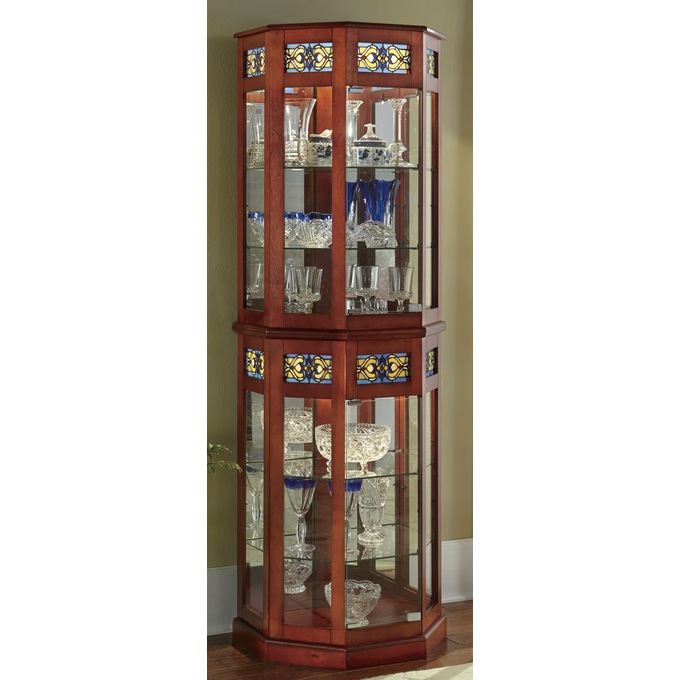 Stained Glass Lighted Curio Cabinet Seventh Avenue