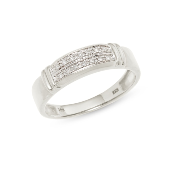 Unisex Diamond 10K Double Row Ring, , large