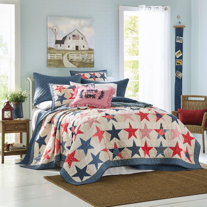 Stars and Stripes Oversized Quilt and Sham, , large