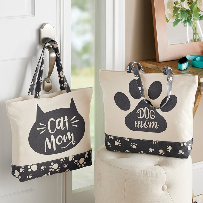 Dog Mom or Cat Mom Tote Bag, , large