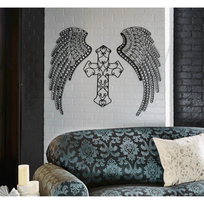 2-Piece Jeweled Angel Wings Wall D&eacute;cor Set, , large