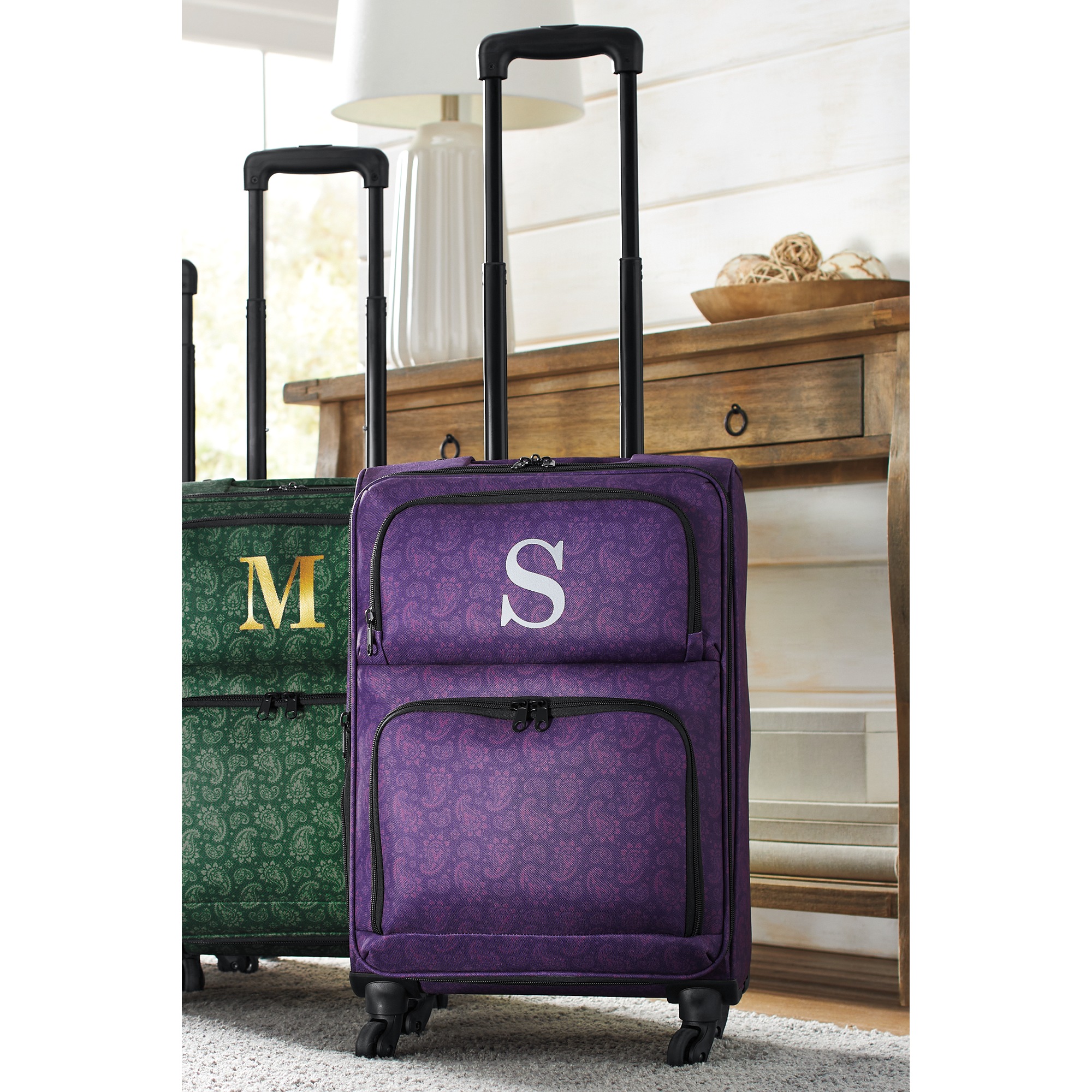 Personalized 21-inch Softsided 4-Wheel Carry-On, Purple, large