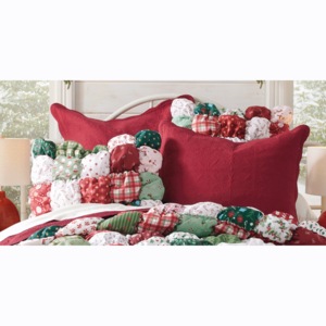 Holiday Puff Christmas Patchwork Standard Sham, , large