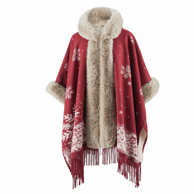 Snowflake Hooded Cape, , large