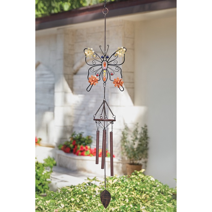 Colorful Butterfly Wind Chime, , large