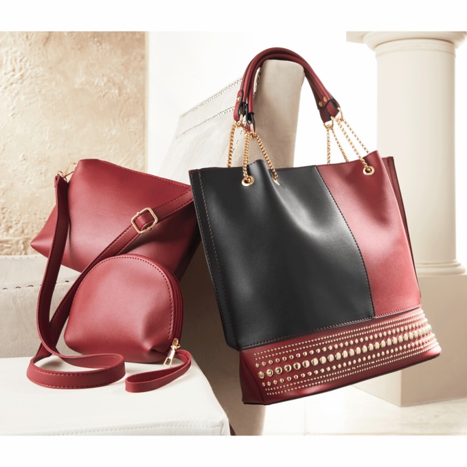 3-Piece Colorblock Tote Set, , large