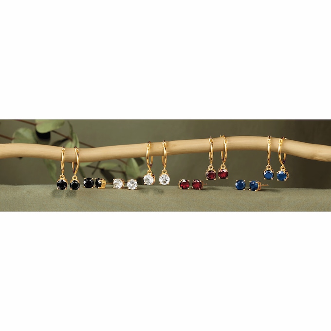 Gemstone 2-Pair Post and Hoop Earring Set, , large