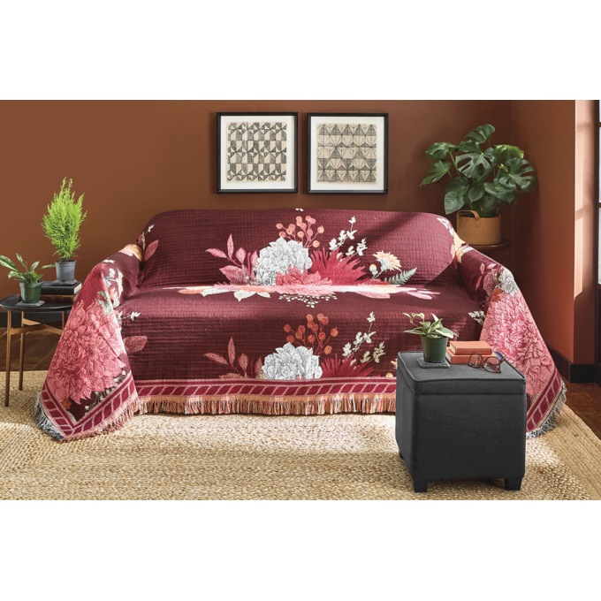 Autumn Floral Tapestry Furniture Throw, , large