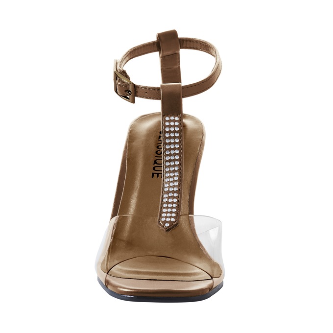 The Marnie Sandal with Rhinestone Strap and 2.5” Clear Acrylic Heel, , large