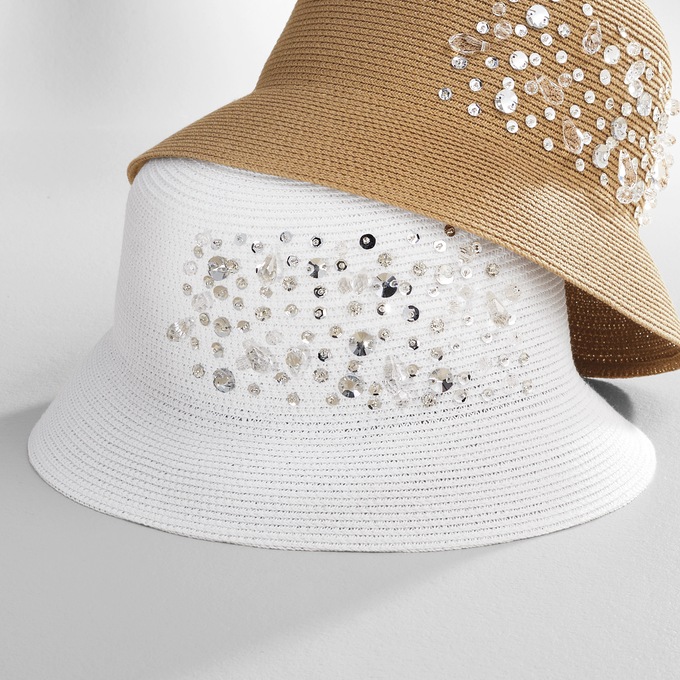 Embellished Cloche, White, large