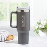 Personalized Block Stainless Steel 40-oz. Travel Mug, Gray, large