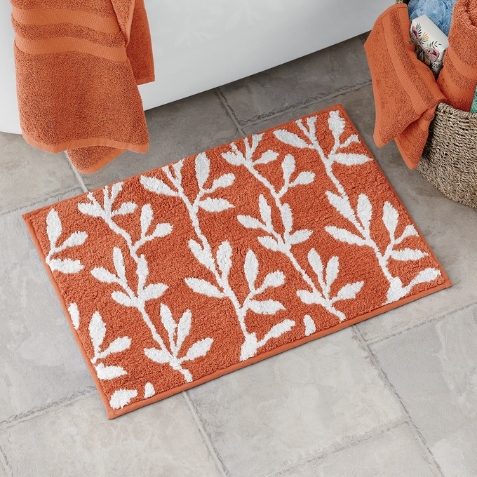 Serene Leaf Bath Mat, , large