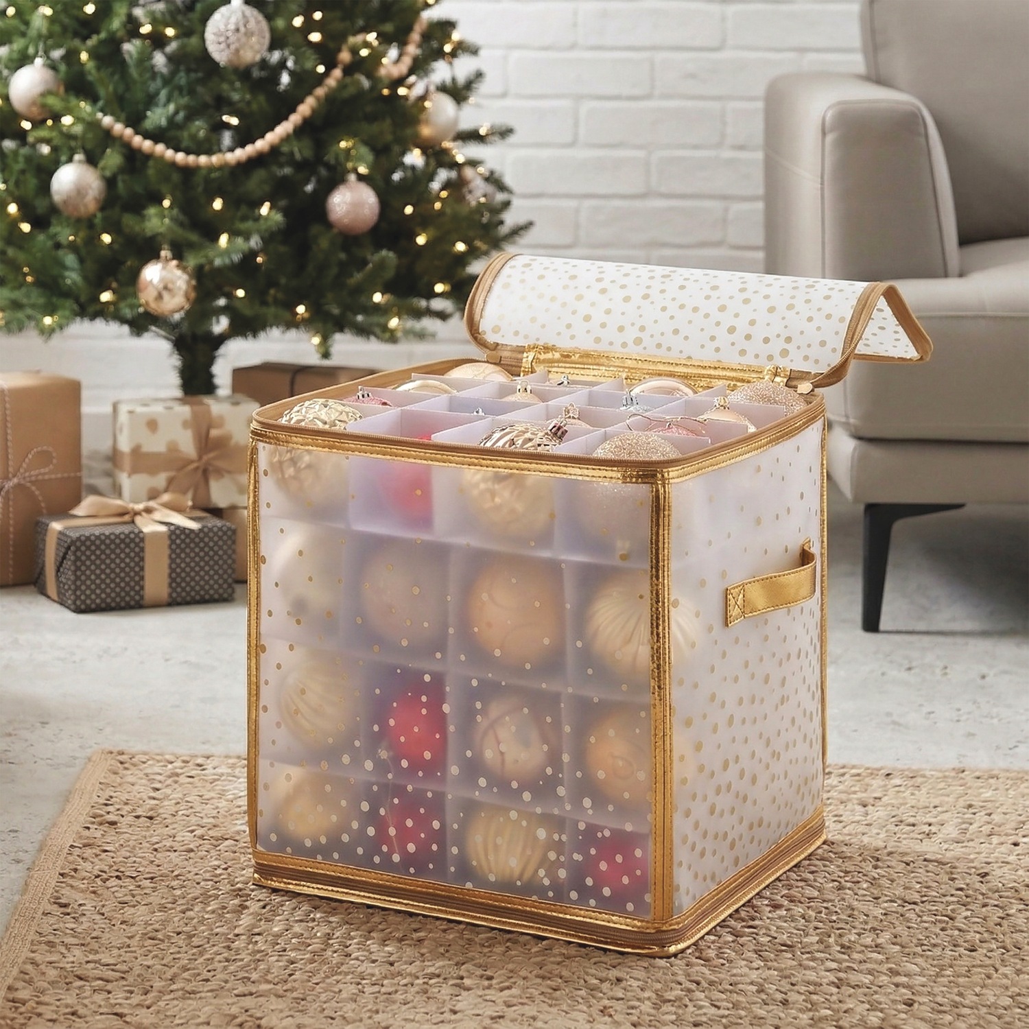  Ornament 5個セット　※箱シミあり Simplify 64-Ct. Ornament Storage Organizer | Seventh Avenue