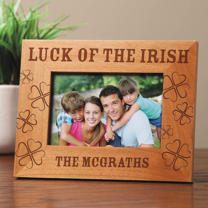 Personalized Luck of the Irish Picture Frame, Wood, large