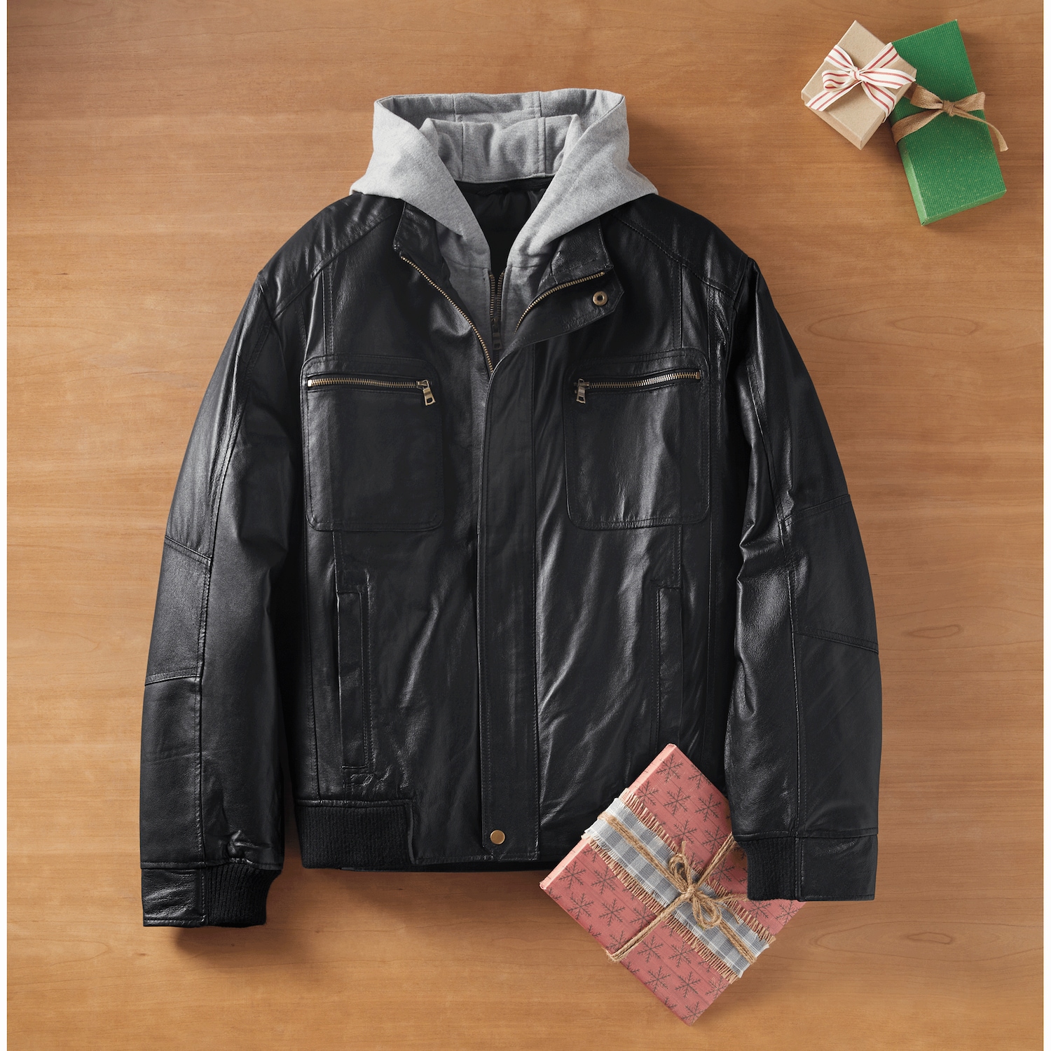 Hooded Faux-Leather Jacket | Seventh Avenue