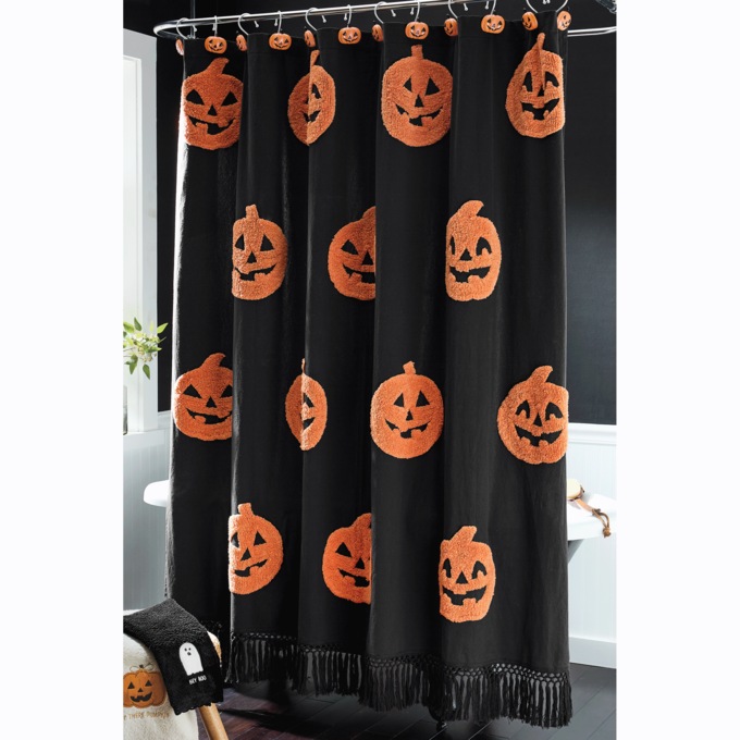 Tufted Chenille Halloween Shower Curtain, , large