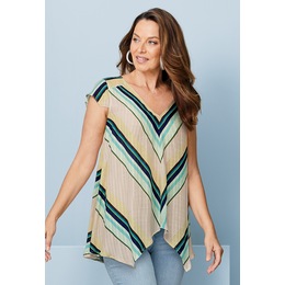 Handkerchief Tunic, Natural Multi Stripe, large