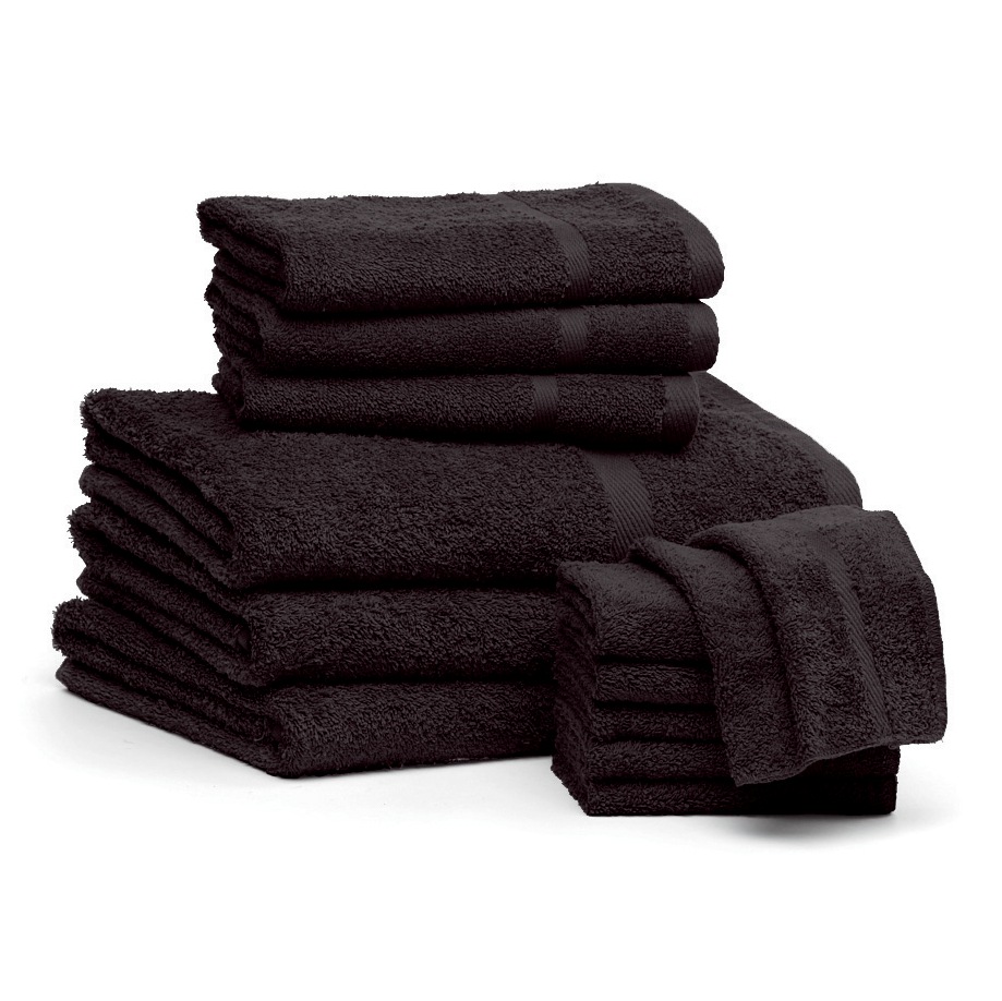 12-Piece Serene Cotton Terry Bath Towel Set, Black, large