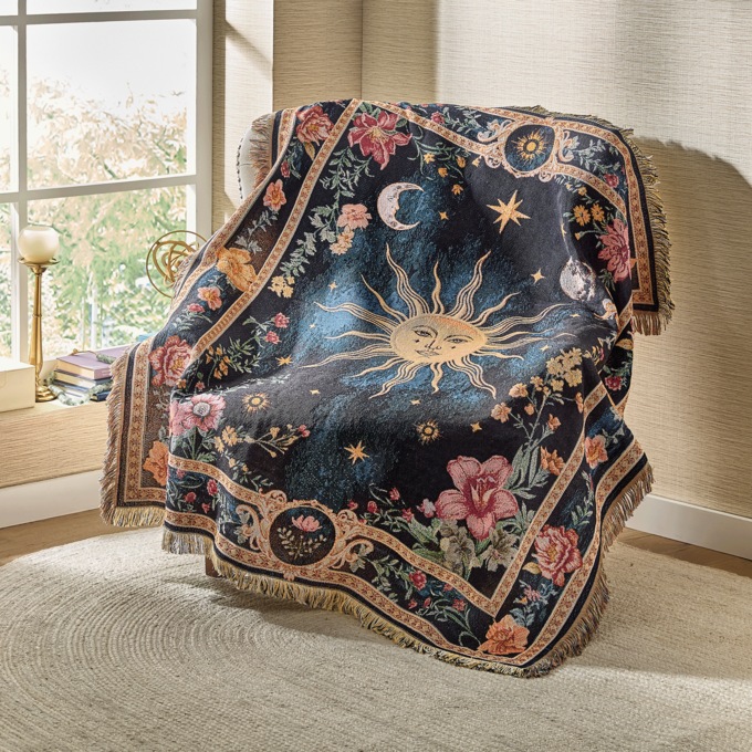 Celestial Tapestry Throw, Black, large