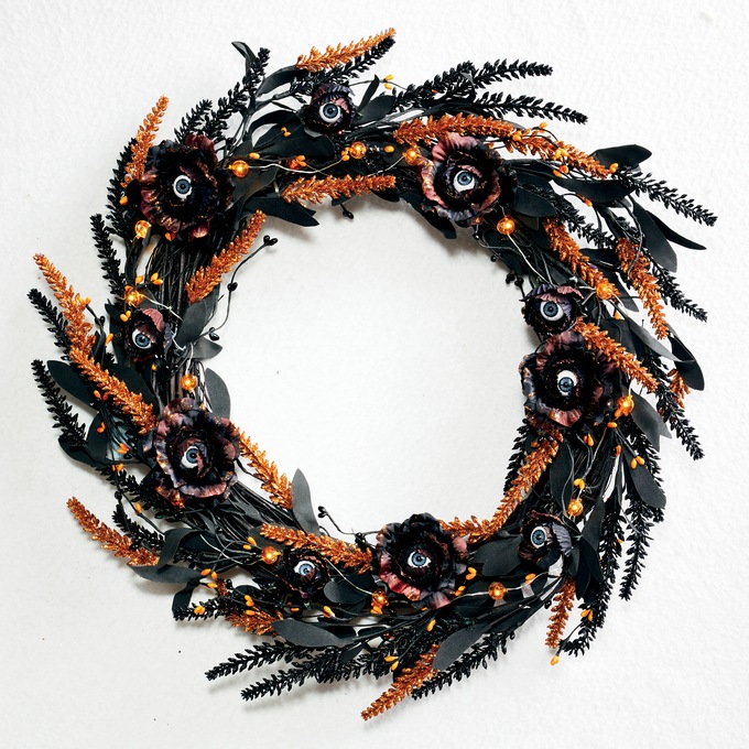 LED Eyeball Halloween Wreath, , large