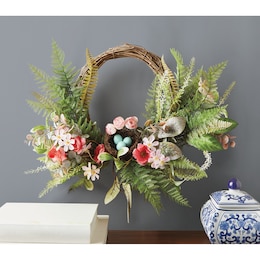 Fern Semi-Wreath with Nest, , large