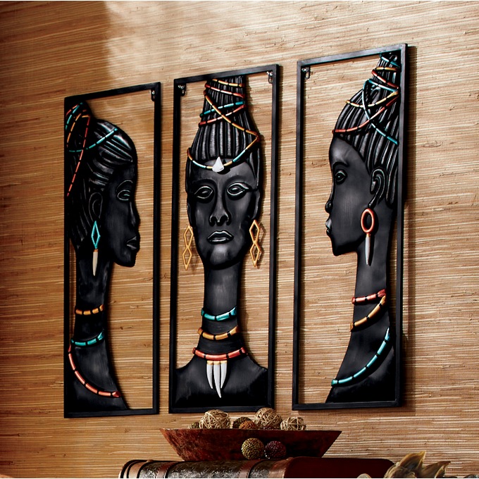 3-Piece Tribal Warrior Women Art, , large