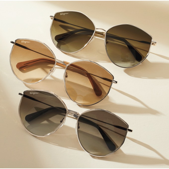 Salvatore Ferragamo Metal-Frame Sunglasses, , large
