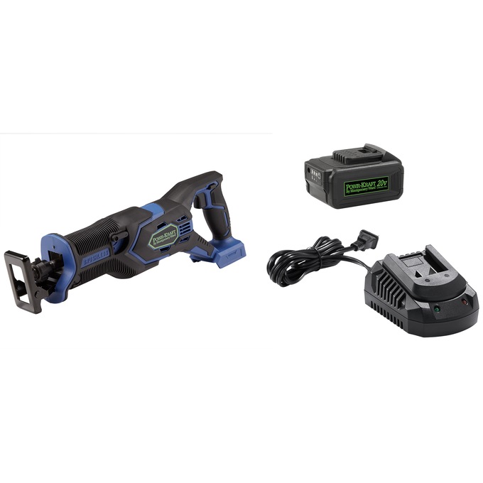 Buy All and Save Pack: Powr-Kraft 20V Reciprocating Saw with 4.0Ah Lithium-Ion Battery & Charger by Montgomery Ward, , large