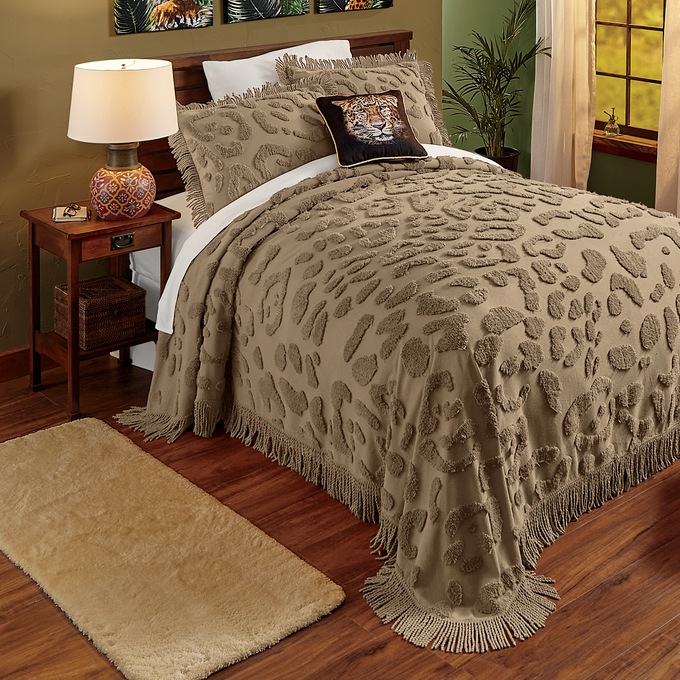 Leopard Chenille Bedspread, , large