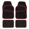 4-Piece Car Mat Set, Black with Red Trim, large