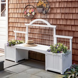Bench and Trellis with Planters, , large