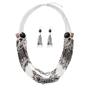 Beaded Necklace/Earring Set, , large