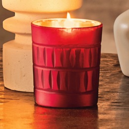 Red Glass Votive Candle With Lid, , large